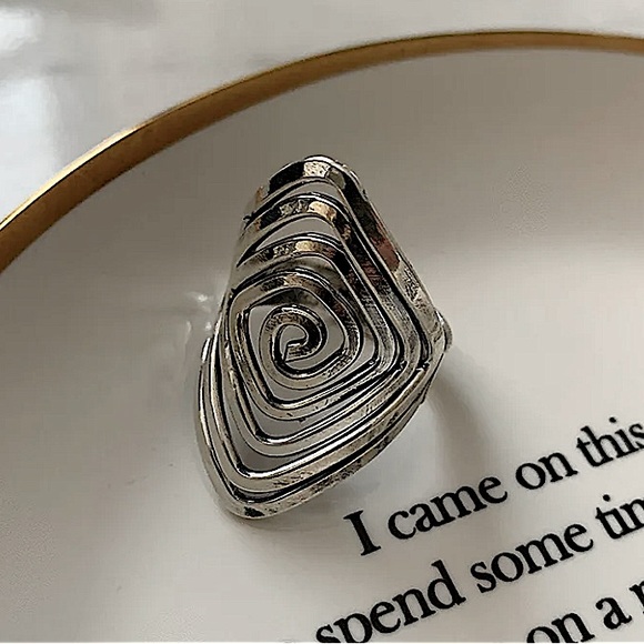 Silver Swirl Statement Boho Ring - Picture 3 of 5
